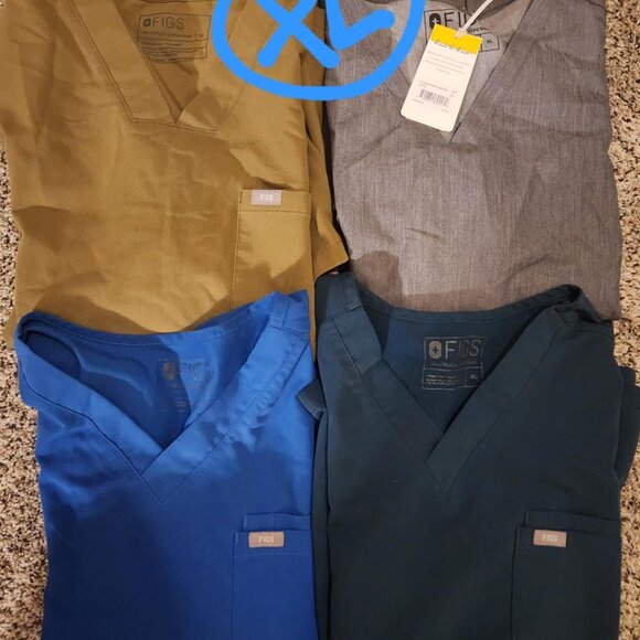 FIGS lot os four X-LARGE XL scrub tops..LIKEW NEW & NEW WITH TAGS - Picture 1 of 1